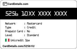 Card Details: 525610