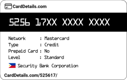 Card Details: 525617