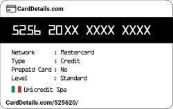 Card Details: 525620