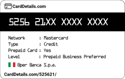 Card Details: 525621