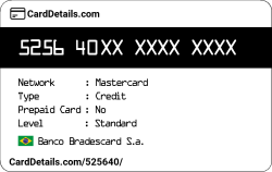 Card Details: 525640
