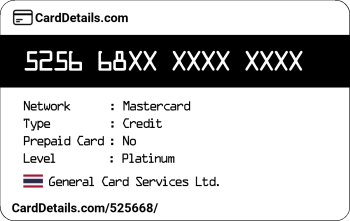Card Details: 525668