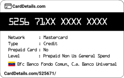 Card Details: 525671