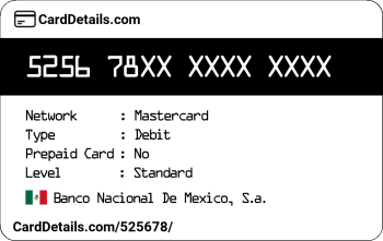 Card Details: 525678