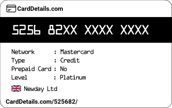Card Details: 525682