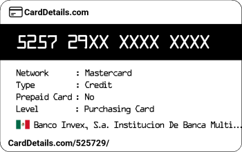 Card Details: 525729