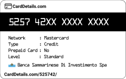 Card Details: 525742