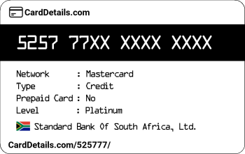 Card Details: 525777