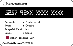 Card Details: 525792
