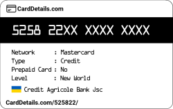 Card Details: 525822