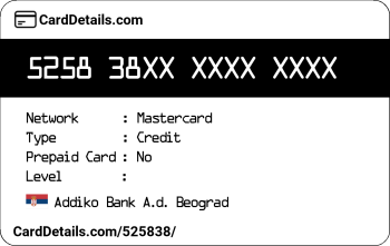 Card Details: 525838