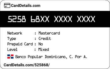 Card Details: 525868