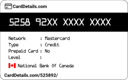 Card Details: 525892
