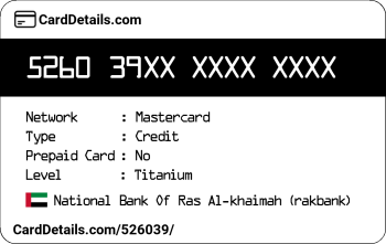 Card Details: 526039