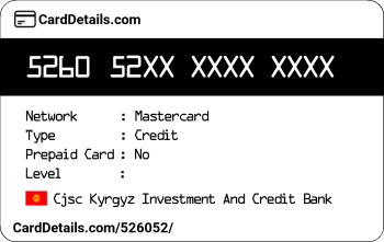 Card Details: 526052