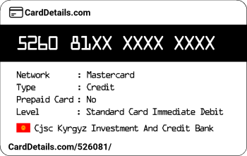 Card Details: 526081
