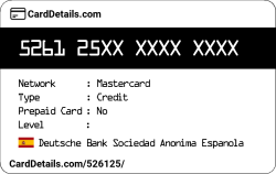 Card Details: 526125