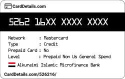 Card Details: 526216