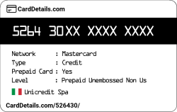 Card Details: 526430