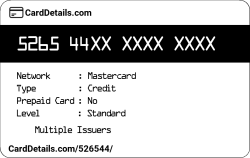 Card Details: 526544