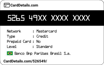 Card Details: 526549