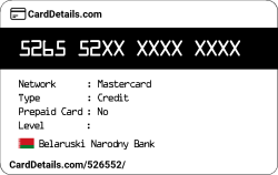 Card Details: 526552