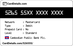 Card Details: 526555
