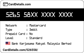 Card Details: 526558