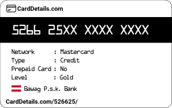 Card Details: 526625