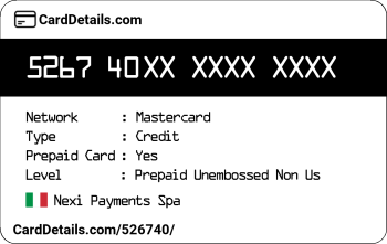 Card Details: 526740