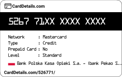 Card Details: 526771