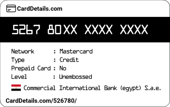 Card Details: 526780