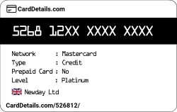 Card Details: 526812