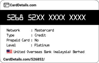 Card Details: 526852