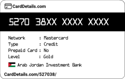 Card Details: 527038