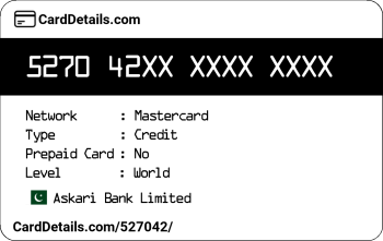 Card Details: 527042