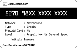 Card Details: 527098