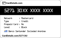 Card Details: 527130