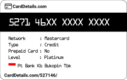 Card Details: 527146