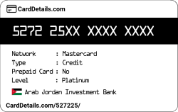 Card Details: 527225