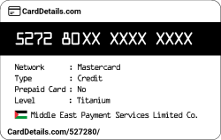 Card Details: 527280