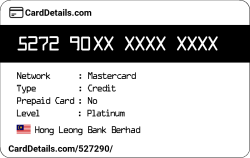 Card Details: 527290