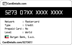 Card Details: 527307