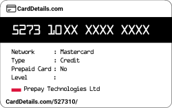 Card Details: 527310