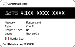 Card Details: 527343