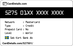 Card Details: 527501
