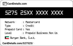 Card Details: 527525
