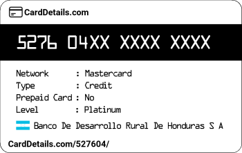 Card Details: 527604