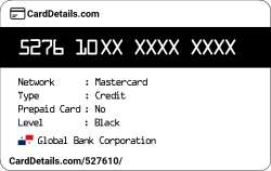 Card Details: 527610