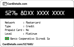 Card Details: 527680